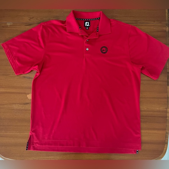 ⛳️ FootJoy Red Performance Golf Polo Shirt XL Sandwich Hollows Cape Cod - Picture 2 of 9